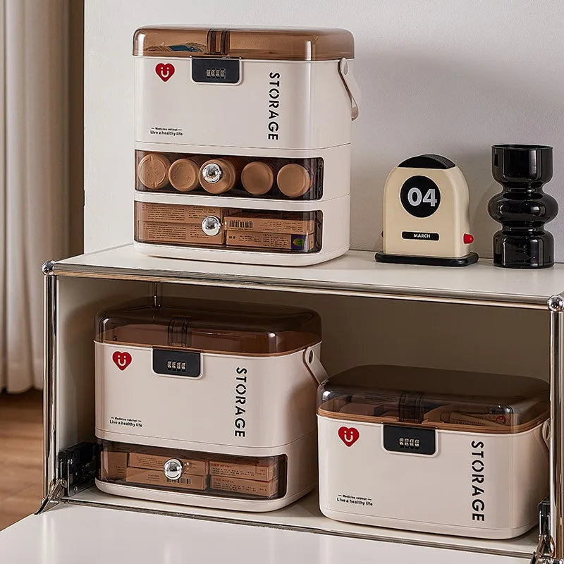 SecureMedicalStorageBoxwithPasswordLockforSafeHouseholdMedicineOrganization